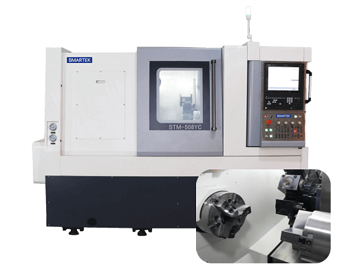 double spindle cnc turning milling center front view